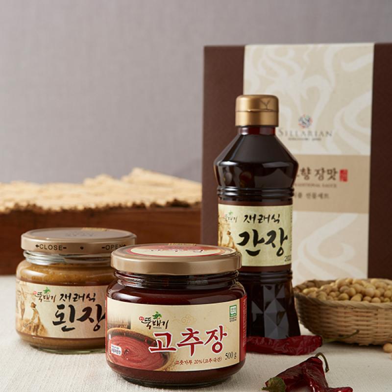 [뚝배기식품] 우리고향 장맛 3종세트(고추장500+간장500+된장450)