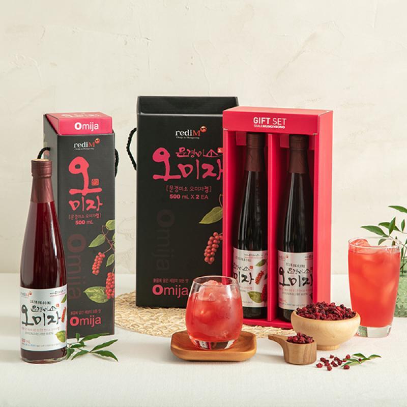 [문경미소] 오미자청 2입 선물 세트 (500ml * 2병)